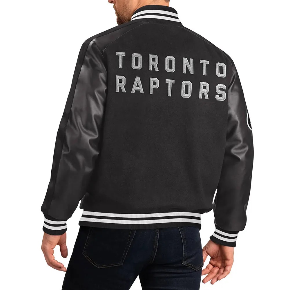 Toronto Raptors Varsity Black Wool and Leather Jacket