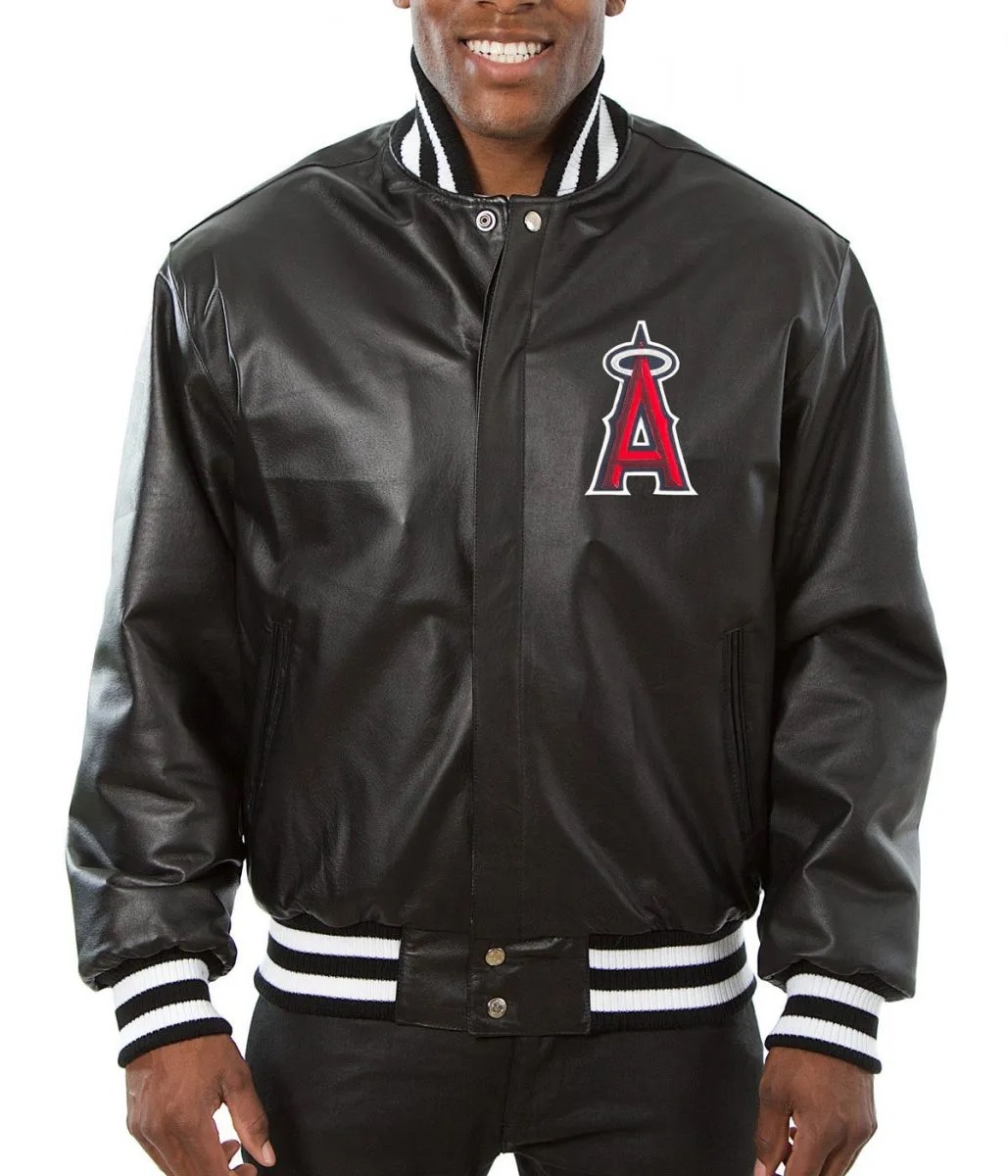 Varsity Los Angeles Angels Black Leather Jacket