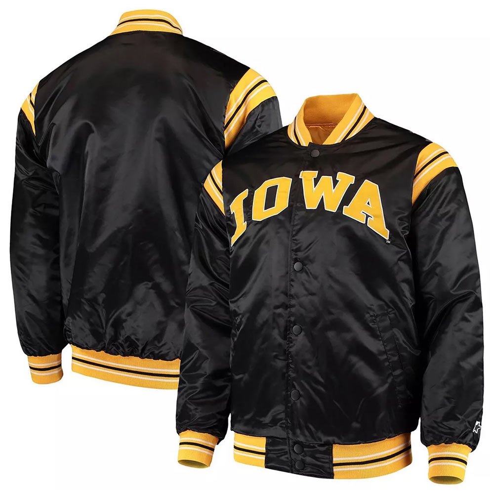 The Enforcer Iowa Hawkeyes Black Satin Jacket