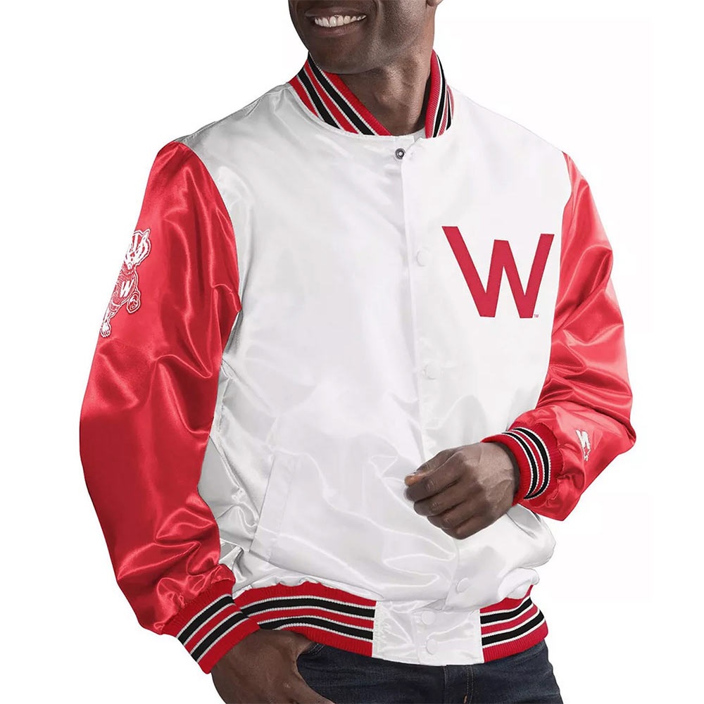 The Rookie Wisconsin Badgers White Satin Jacket