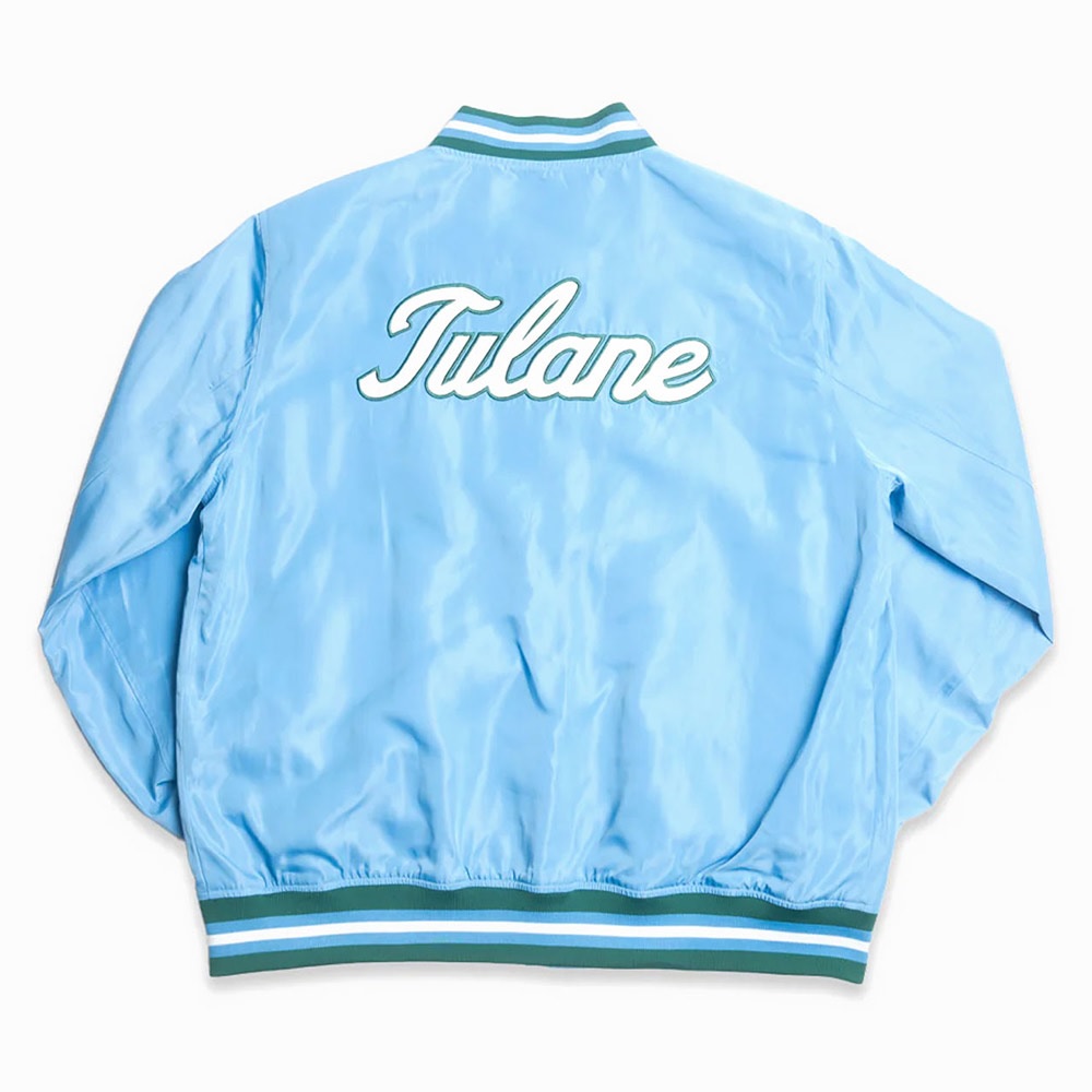 Tulane Green Wave Script Bomber Sky Blue Jacket