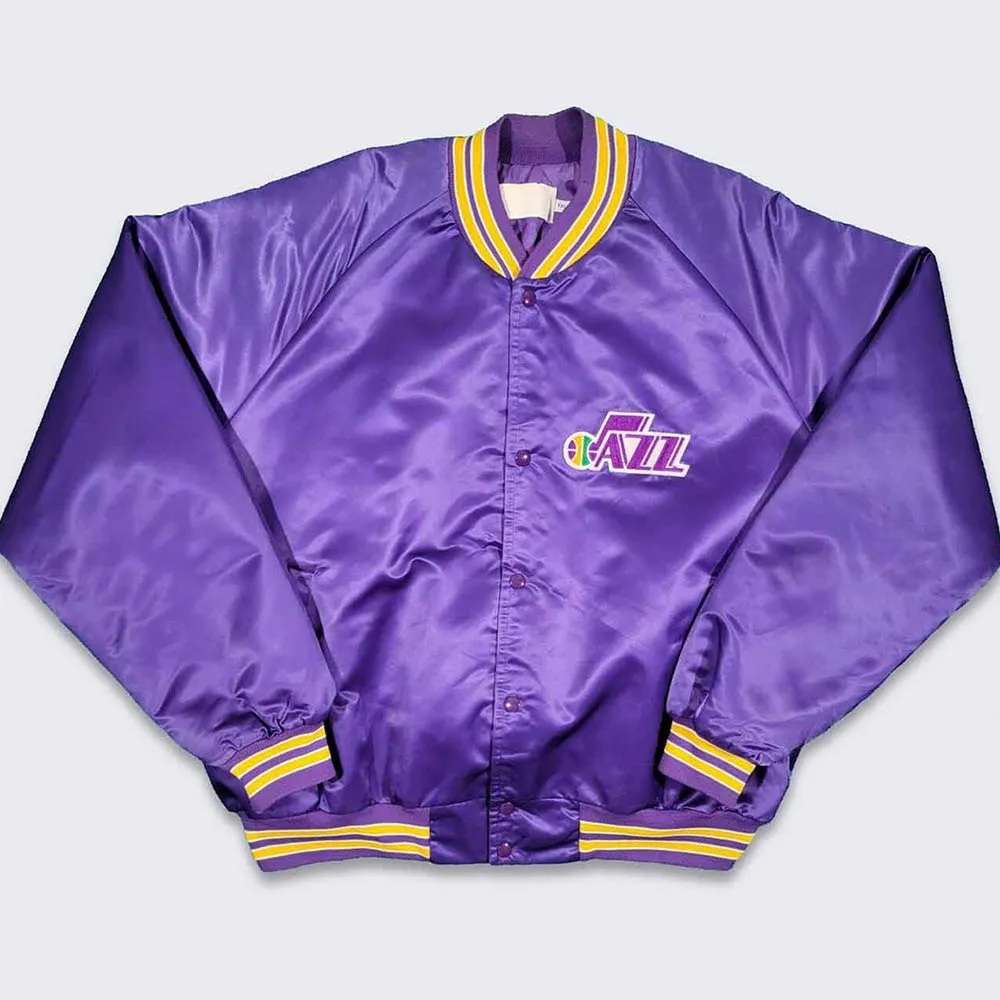 90s Utah Jazz Purple Satin Jacket