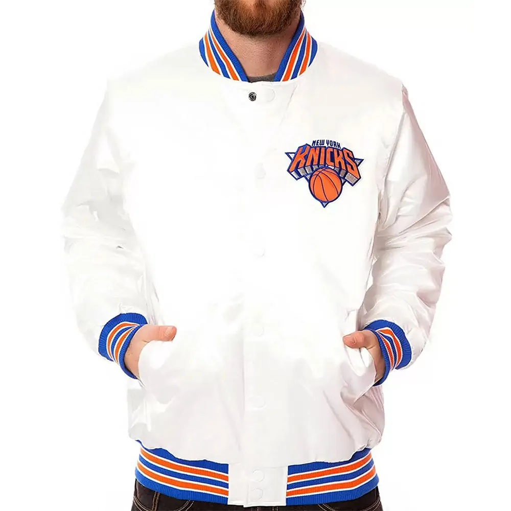 New York Knicks White Satin Jacket