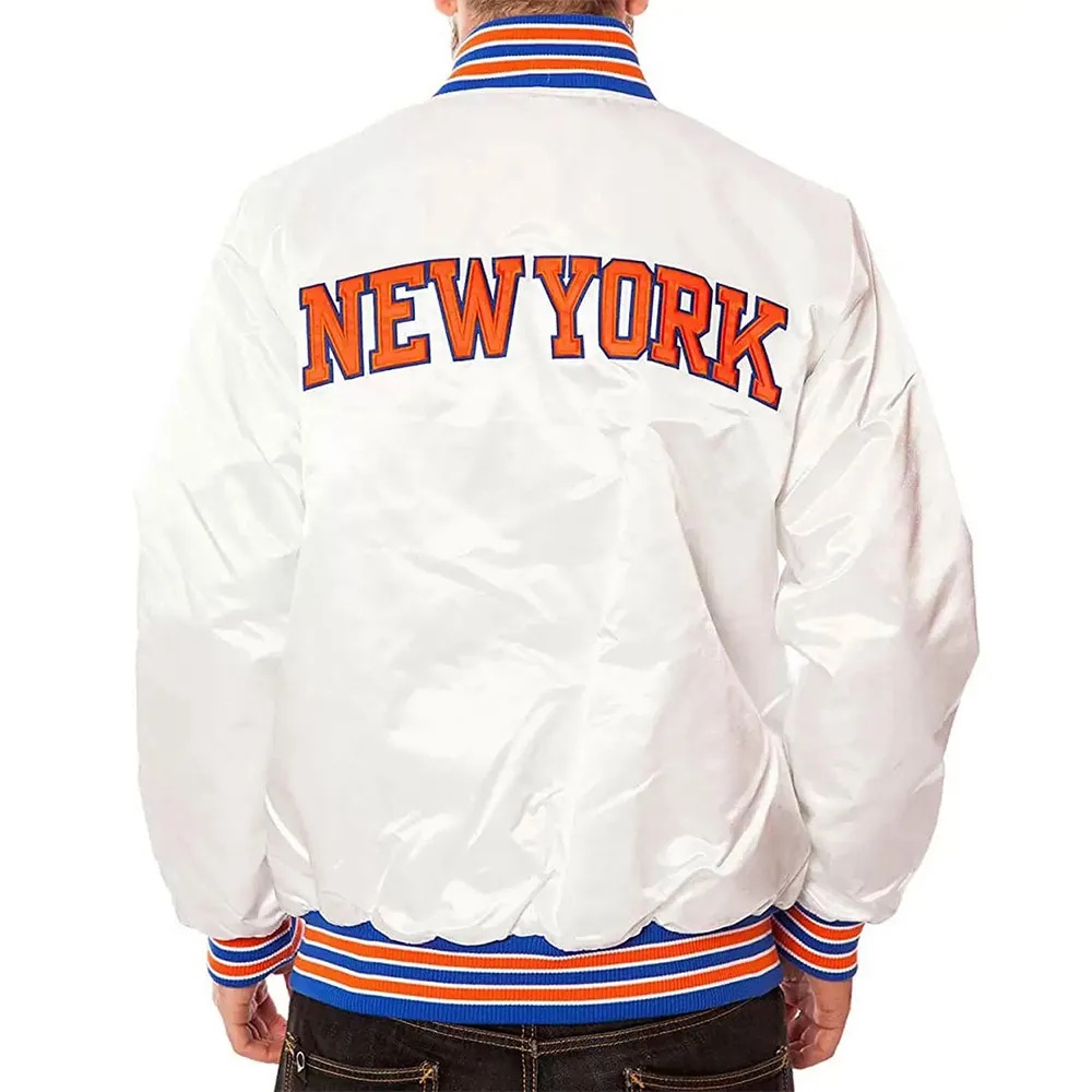 New York Knicks White Satin Jacket