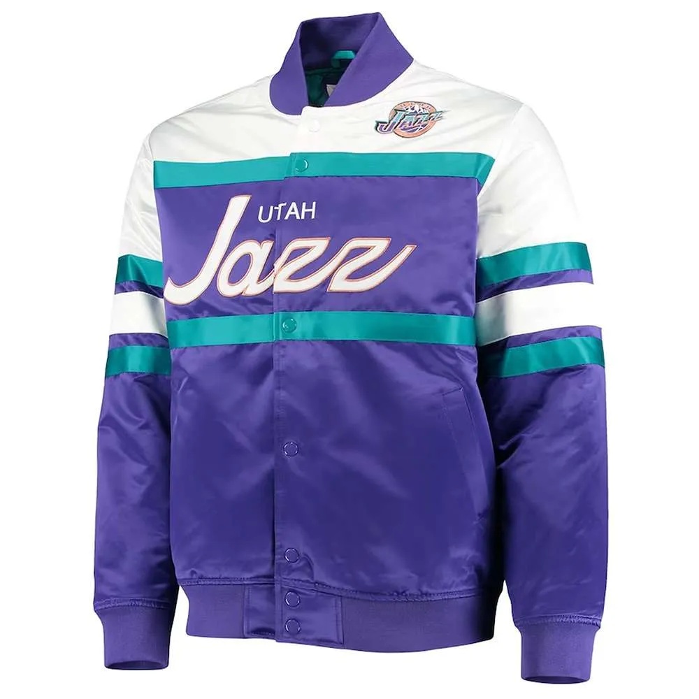Utah Jazz Purple & White Special Script Satin Jacket