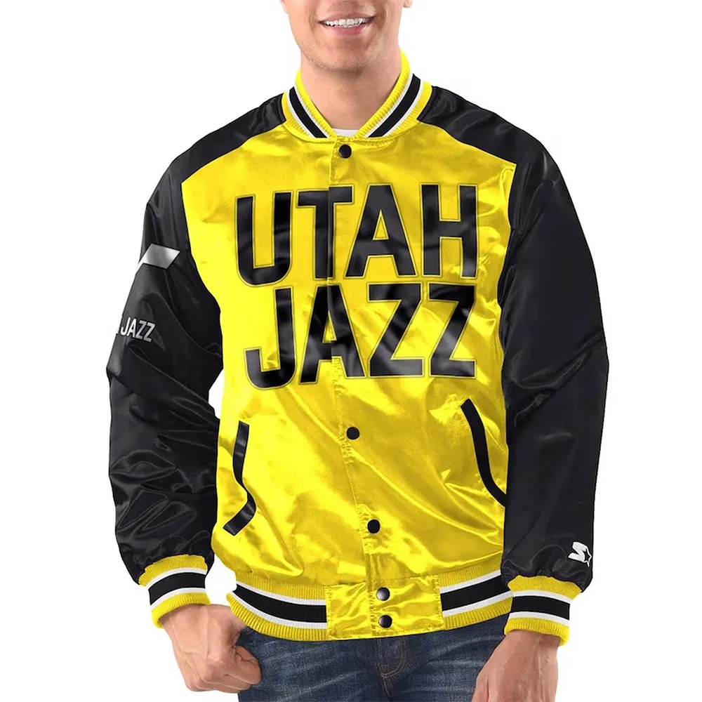 Utah Jazz Renegade Yellow & Black Satin Jacket