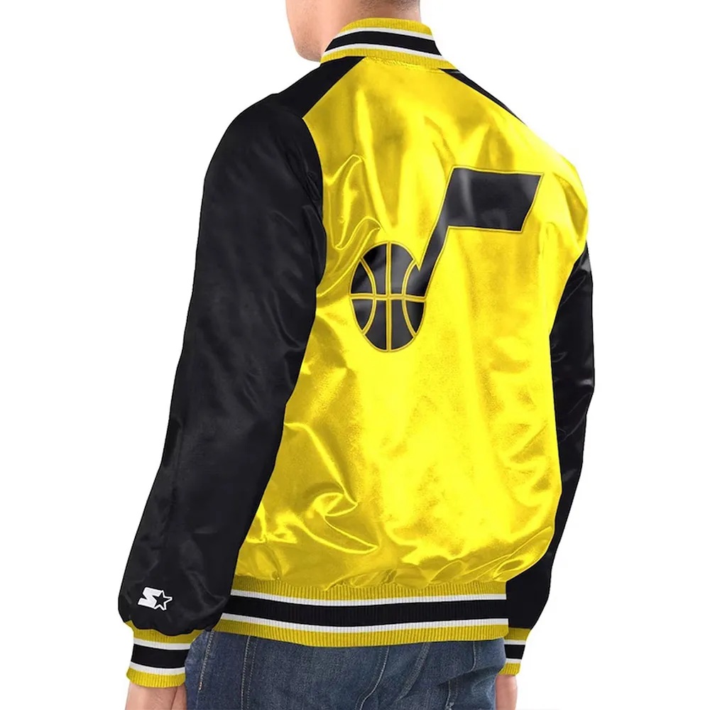 Utah Jazz Renegade Yellow & Black Satin Jacket