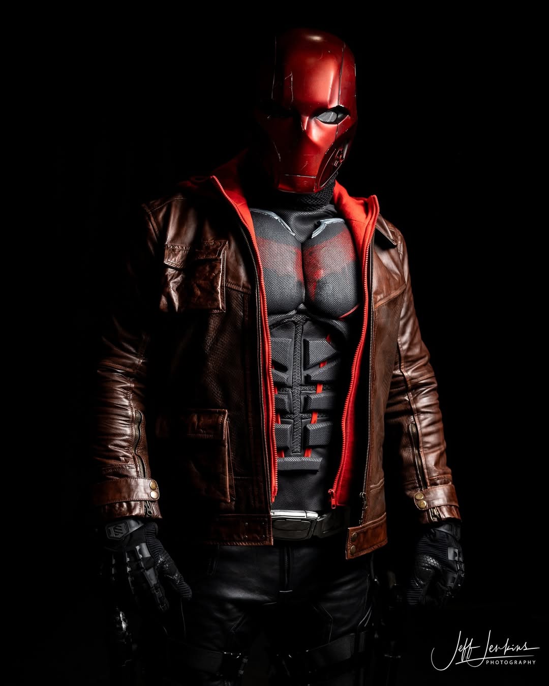 Red Hood Brown Leather Jacket