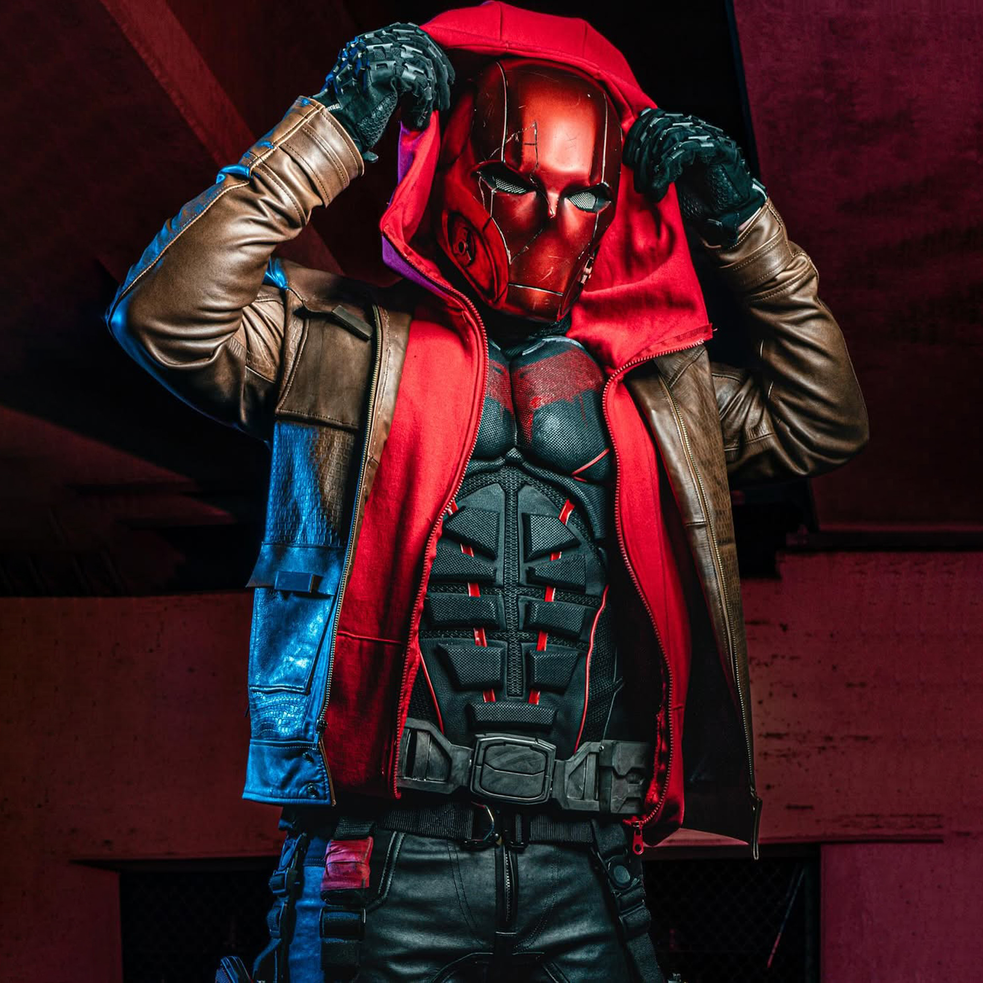 Red Hood Brown Leather Jacket