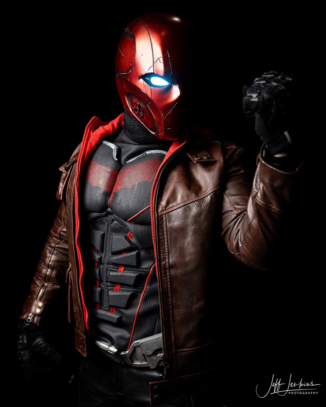 Red Hood Brown Leather Jacket
