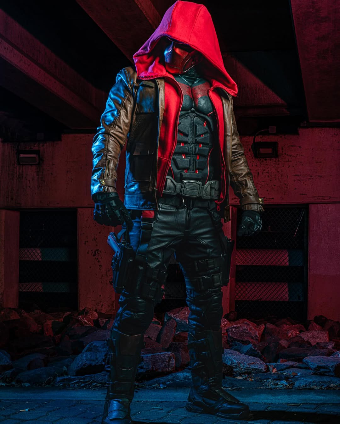 Red Hood Brown Leather Jacket
