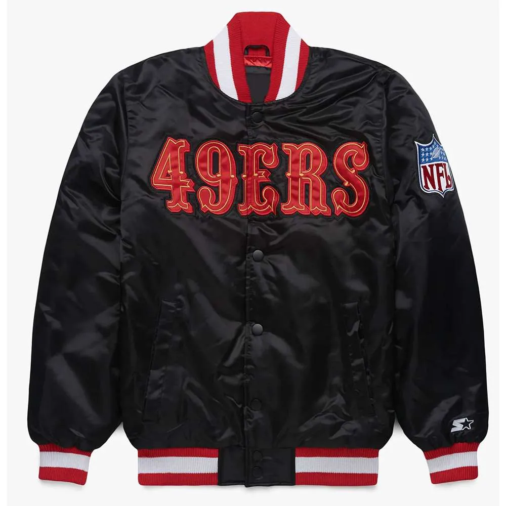 San Francisco 49ers Blackout Black Satin Jacket